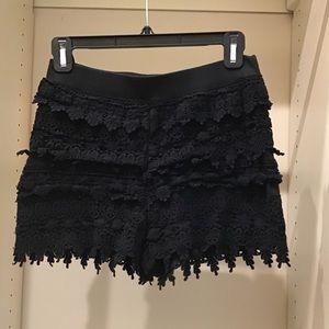 Express black crochet layered shorts XS